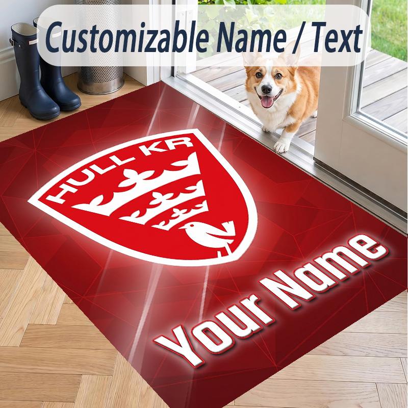 Custom Text Printed Rug Hull KR Non Slip Floor Carpet For Home Room Decor