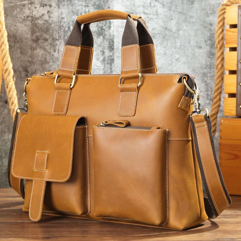 Винтажный мужской портфель из натуральной кожи, деловая компьютерная сумка, деловая сумка