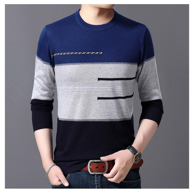 Весенние новые мужские свитера с длинным рукавом, простые повседневные свитера с круглым вырезом для мужчин среднего возраста