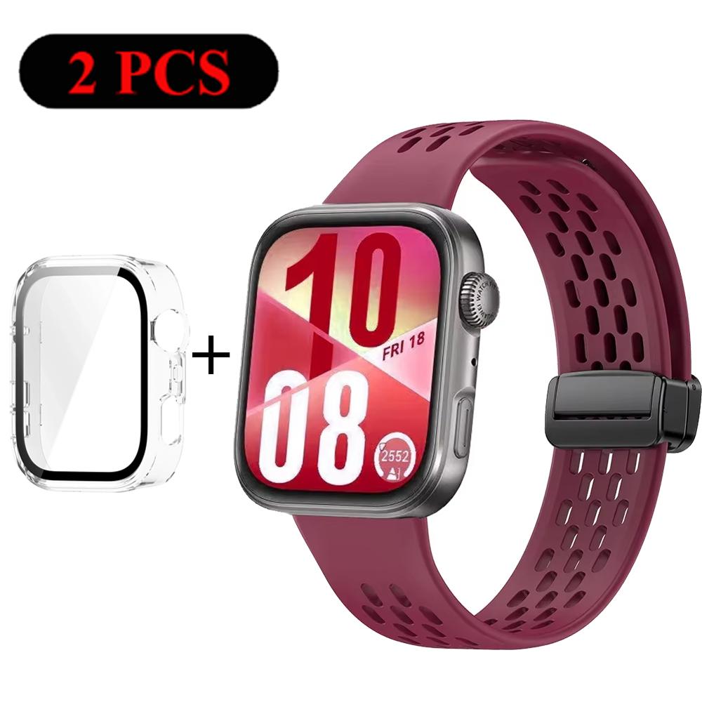 Ремешок+Чехол Силиконовый Ремешок для Huawei Watch Fit 4 Pro Fit 4 Удобный Браслет для Huawei Watch Fit 3 Дышащий Ремешок ПК Оболочка