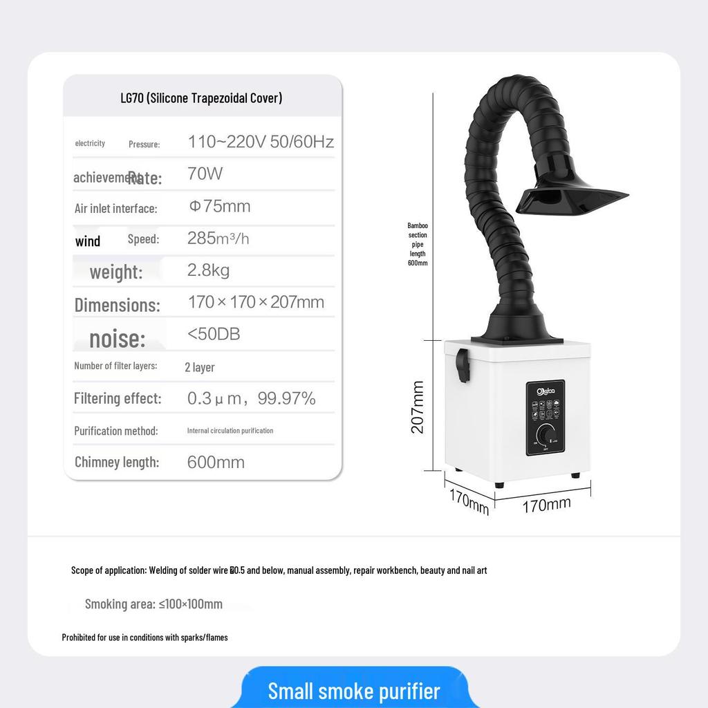 Desktop Fume Extractor for Soldering and Welding - Compact Smoke Purifier and Filter Machine