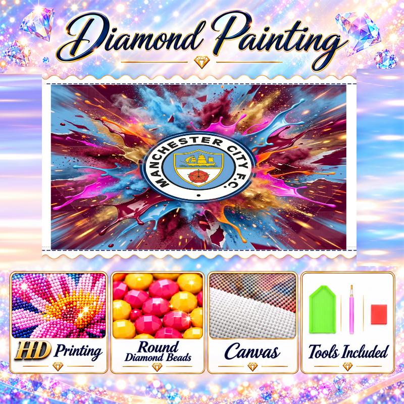 Manchester City Diamond Painting Kit 5D Full Drill DIY Diamond Mosaic Wall Art Home Decor