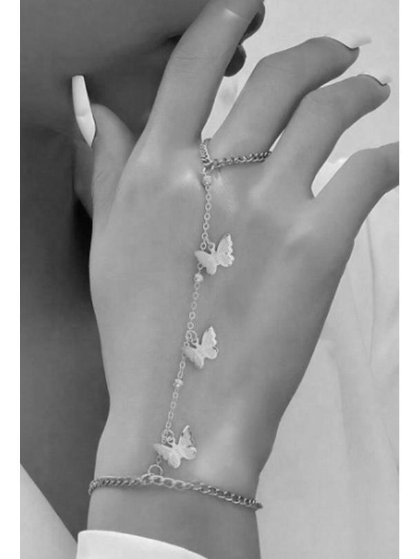 Кольцо и браслет Retro Love Chain Ring & Bracelet - Креативные европейские и американские ювелирные изделия с нишевым дизайном