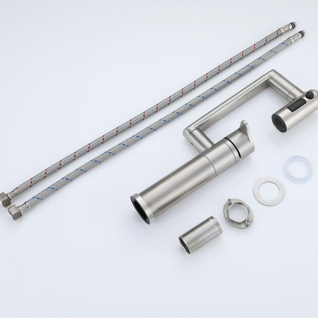 Смеситель для горячей и холодной воды с одним отверстием из нержавеющей стали 304, матовый, монтируемый на столешницу, кран для умывальника для ванной