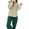 Moerstar Loungewear Long Sleeves and Pants with Loose Set One Women's Set, Cups, Casual, Fit, Cute, 2-Piece (JP, Alphabet, Size, Green)