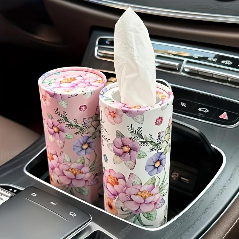 2 рулона автомобильных салфеток с цветочным рисунком - Цилиндрическая туба для салфеток, Автомобильная цилиндрическая бумага, Включая бумажные салфетки для лица