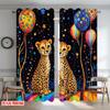 2D flat printing 2pcs Curtain Drapes Colorful Cheetahs and Balloons Digital Printed Polyester Drapes Seasonal Party & Holiday