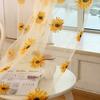 Window Drape Plant Print Roon Decor Durable Sunflower Sheer Curtain for Home