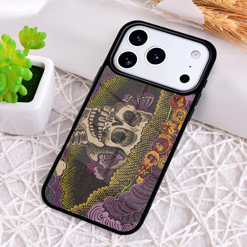 Винтажный Чехол для Телефона с Черепами Ударопрочный для iPhone 17 Air 16e 15 11 12 14 13 Pro Max Чехол Coque