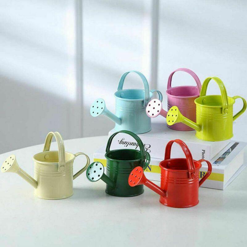 Delightful Light Blue Mini Flower Kettle Water Spraying Metal Pot For Outdoor Use