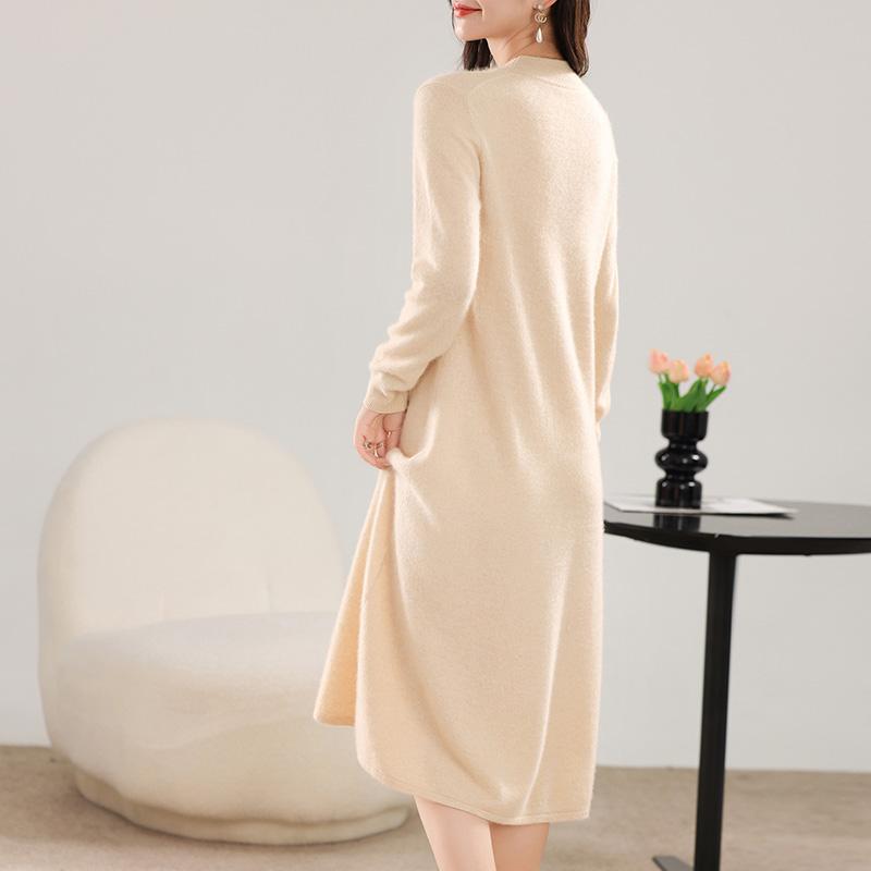 Women's Cashmere Dress Qinghe Cashmere 30% Cashmere 70% Wool Autumn and Winter Cashmere Skirt Soft and Warm