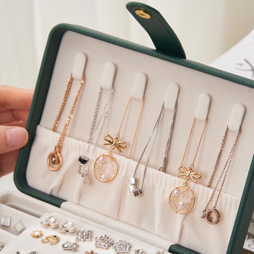 Многослойная кожаная шкатулка для хранения ювелирных изделий, дорожный футляр для хранения ювелирных изделий для женщин, для серег, колец, ожерелья, подарок на День матери, Рождество