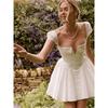 House Same Style White Moonlight First Date French Pure Desire Ballet Style Deep V Lapel Silm A- Line Mini Dress