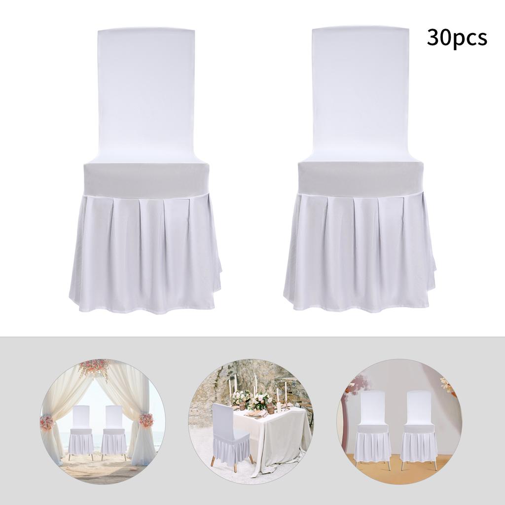 30 Pieces Chair Slipcovers with Skirt Wedding Stretch Chair Cover Stretch Chair Slipcovers with Skirt For Weddings, Banquets