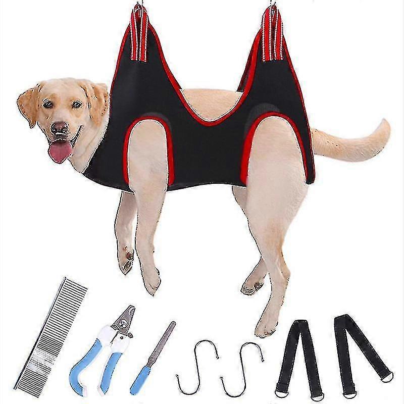 Pet Dog Grooming Hammock Harness Kit Breathable Dog Hammock Restraint Sling with Nail Clippers, Trimmer & Comb (S/M/L)