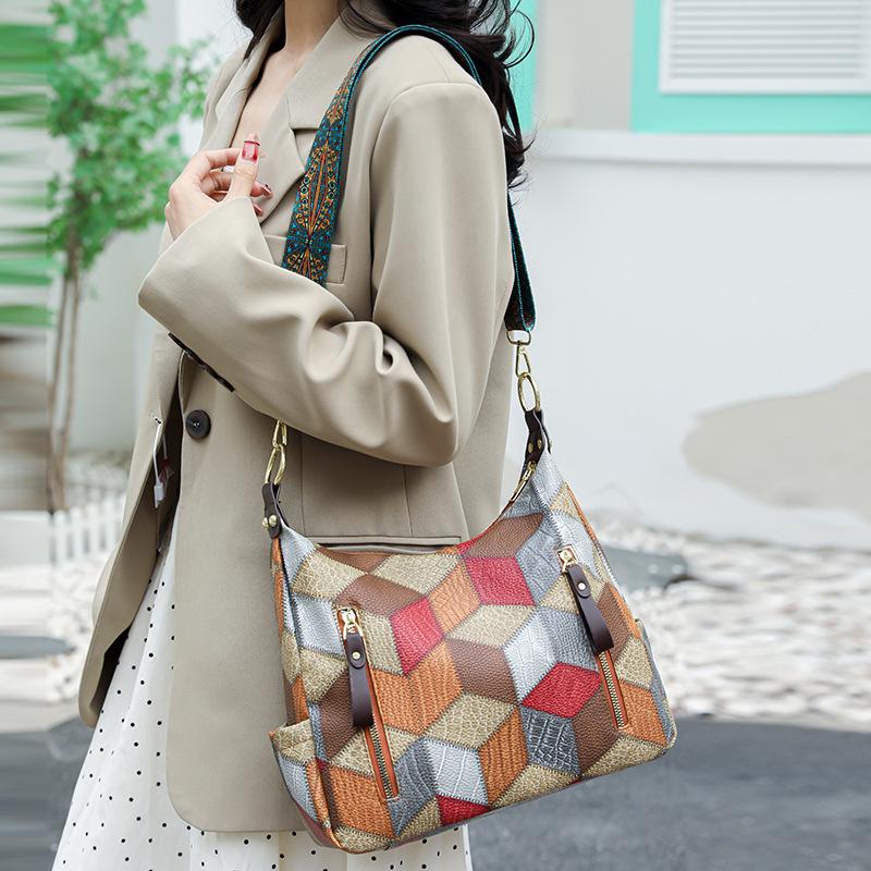 Пэчворк Сумка через плечо Контрастные цвета Высококачественная Сумка Женская сумка Дизайнерская Роскошная Сумка Кроссбоди Женская Сумка-мессенджер Тоут CLE