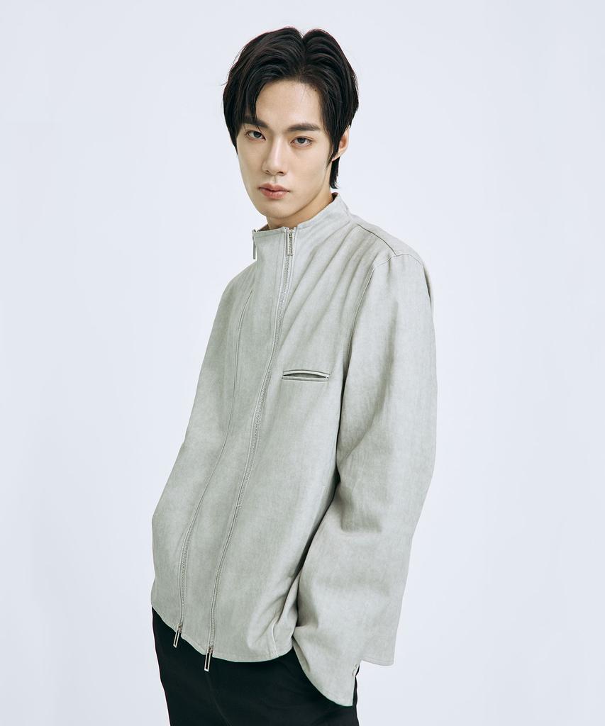 TEN PAST SEVEN Double Zipper Stand Neck Jacket (2 Colors)