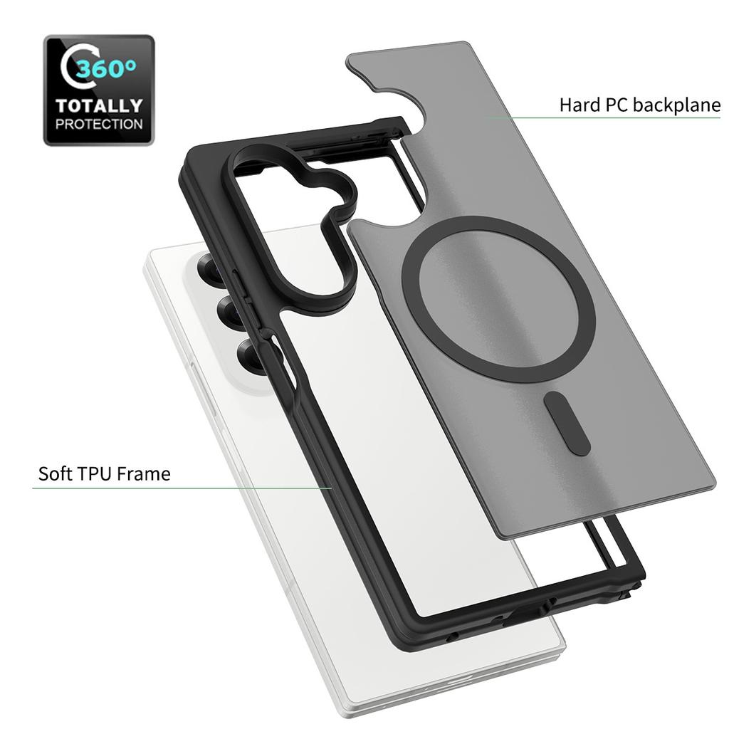 Чехол для телефона с беспроводной зарядкой MagSafe для Samsung Galaxy Z Fold 6 7 Fold6 Fold7 Полупрозрачный Ударопрочный Магнитный Чехол