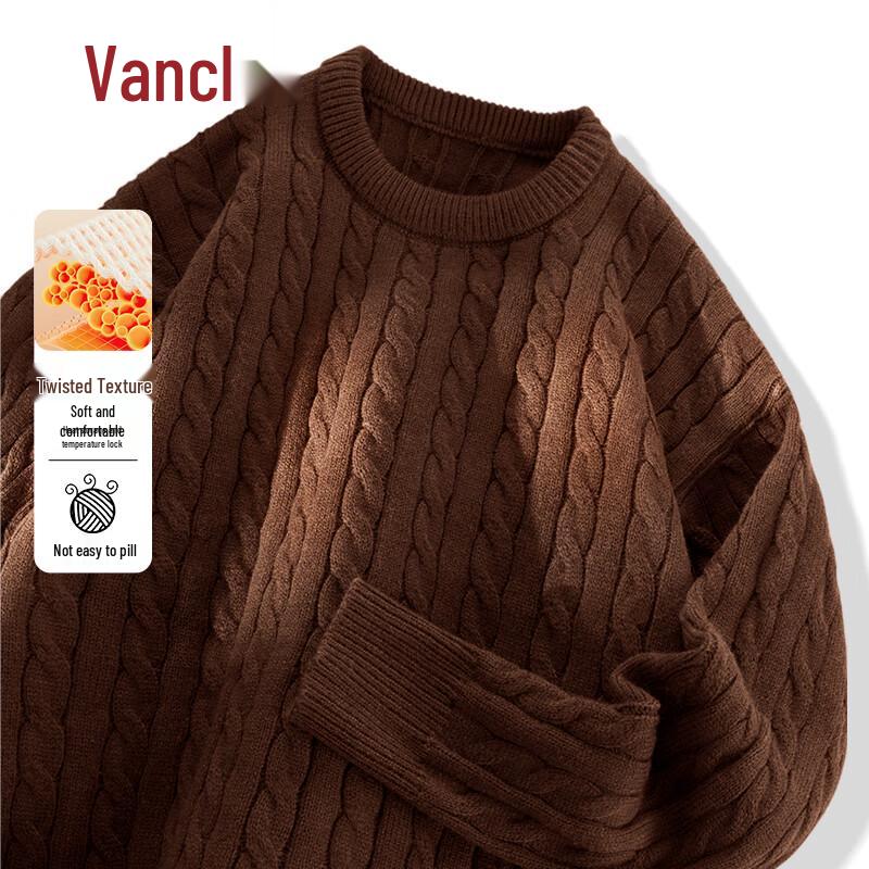 VANCL Men's Cable Knit Round Neck Sweater