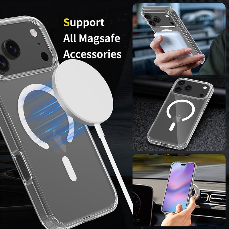 Прозрачный Мягкий Чехол Для Телефона Для iPhone 17 Pro Max Air 13 12 Mini 14 15 Plus 11 16 Pro Для Magsafe Беспроводной Зарядки Магнитная Крышка