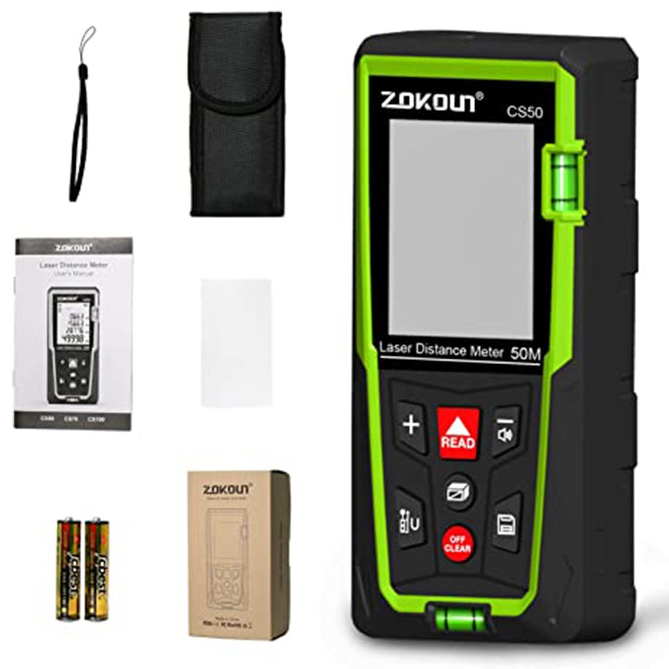 Ударопрочный лазер на расстояние 50 метров с объемом, лазерной рулеткой, предложением Пифагора и 2 батарейками ААА