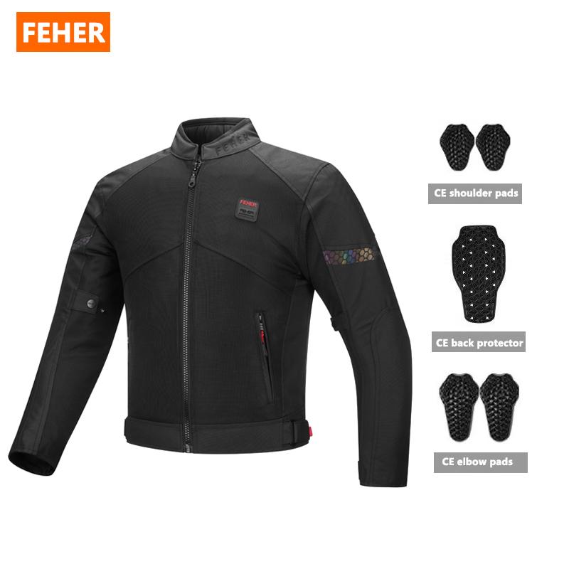 FEHER Летняя сетчатая мотоциклетная куртка SJ-2311 Дышащая куртка для мотоциклиста-коммьютера Oxford Съемная CE-защита Куртка для езды на мотоцикле Biker
