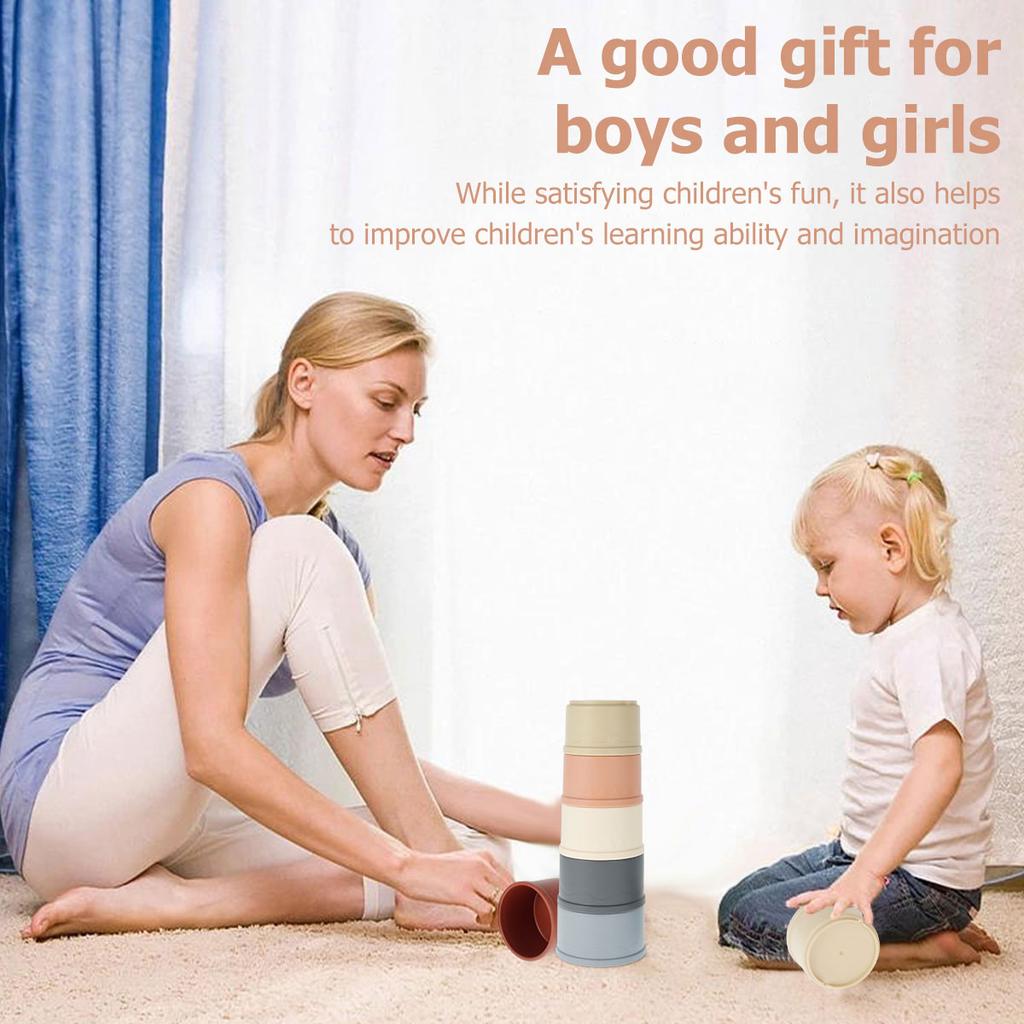 Игрушки-стаканчики для складывания для младенцев, вкладывающиеся стаканчики, распознавание цвета и размера, детская игрушка, набор красочных стаканчиков с кроликами с гладкими краями