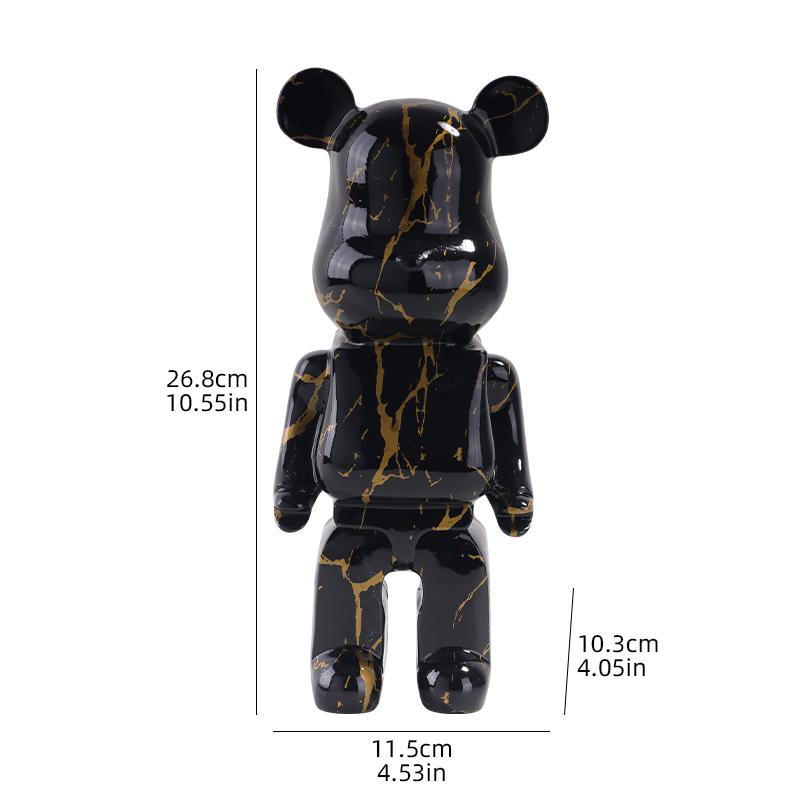 Black Gold Violent Bear Sculpture Water Transfer Resin Violent Bear Ornament Bedroom Living Room Study Decorative Piece