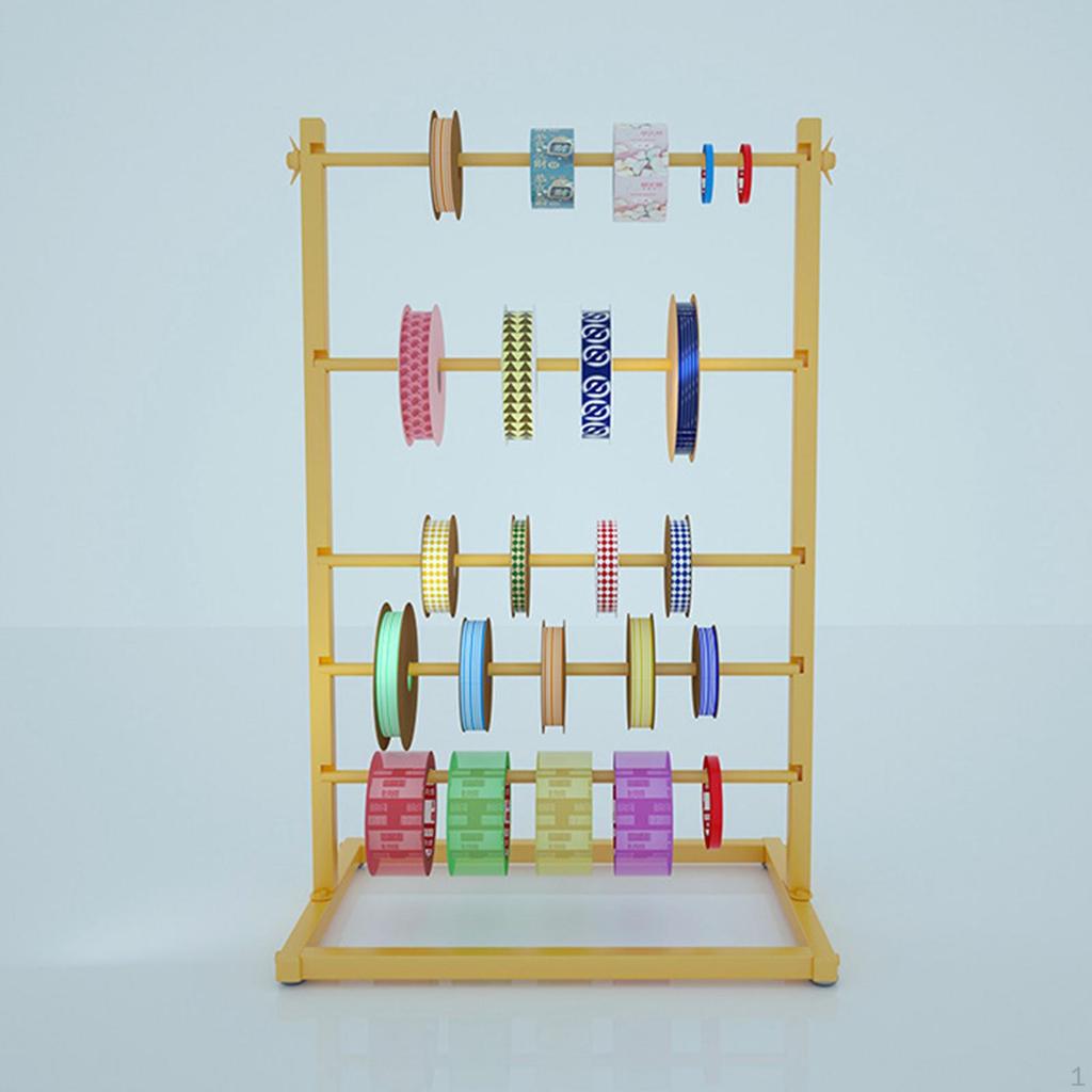 Ribbon Organizer 5 Layer Wire Spool Display Shelf Metal Rack for Cake Shop Sewing Craft Room