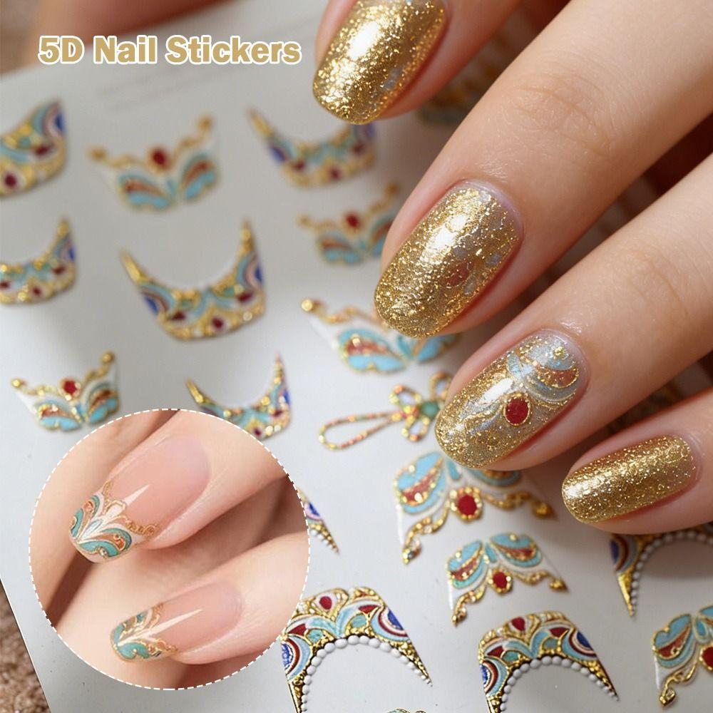 Imitation Gemstone 5D Nail Stickers Shiny Palace Nail Decals Nail Decorations DIY Manicure