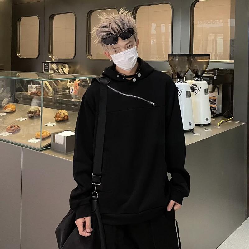 Unisex Oversized Hooded Sweatshirt With Front Zipper Fall Streetwear Casual Pullover Men Women