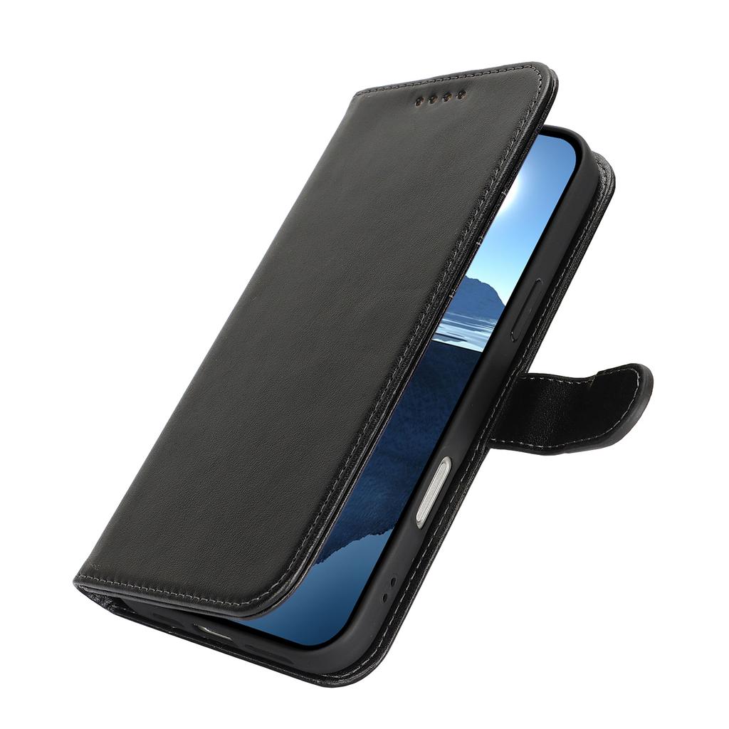 For iPhone 16 Case R61 Texture Wallet Leather Flip Phone Cover - Black