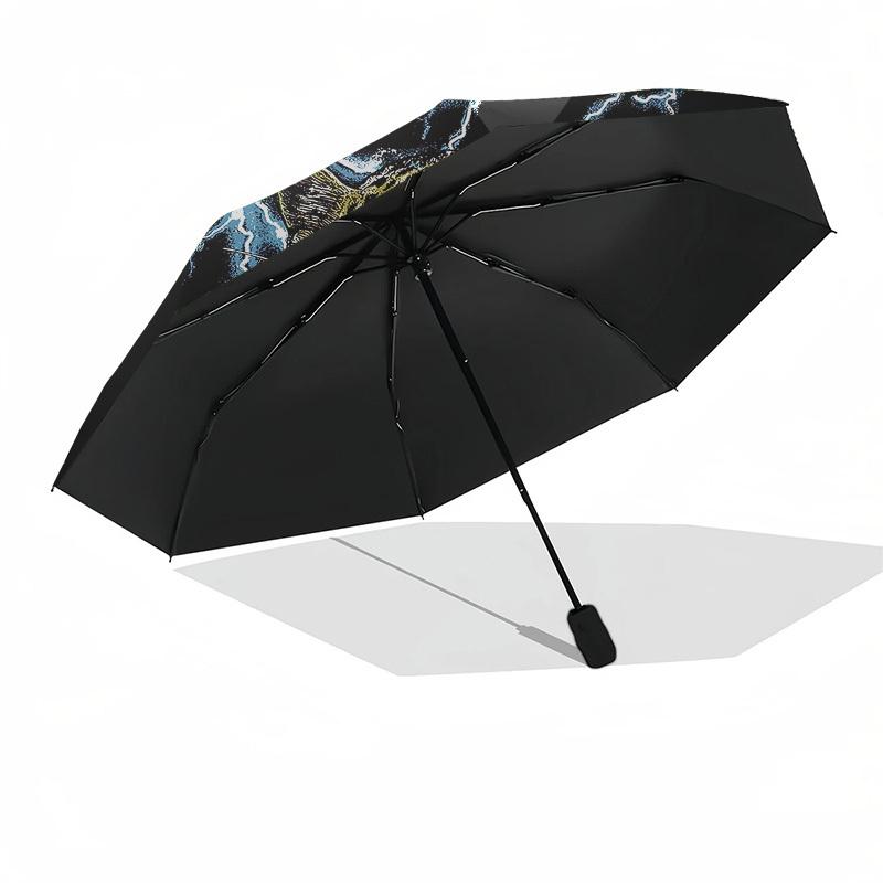 1pc Leopard, Lightning Automatic Folding Umbrella, Portable Collapsible Design, 8-Rib Iron Frame, Outdoor Accessory yy250905075