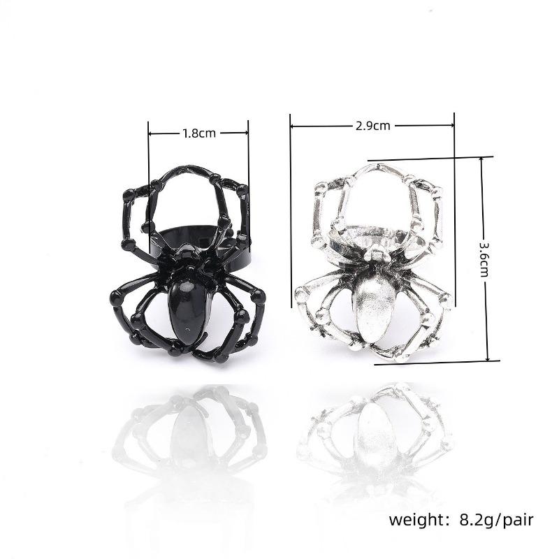 BLINGBAY Women's Vintage Gothic Spider Ring Black Gemstone Statement Adjustable Finger Jewelry for Halloween Party