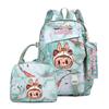3Pcs/set Cute Printed Backpack Lunch Bag Pencil Case Teen Child Girl Kid Schoolbag Student Bookbag Knapsack Women Travel Bag Gift