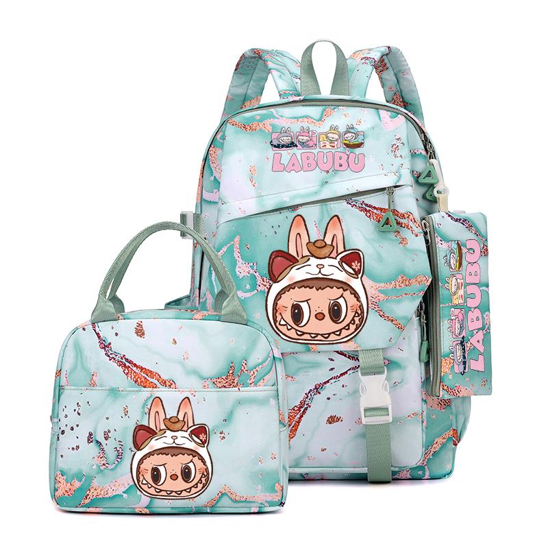 3Pcs/set Cute Printed Backpack Lunch Bag Pencil Case Teen Child Girl Kid Schoolbag Student Bookbag Knapsack Women Travel Bag Gift