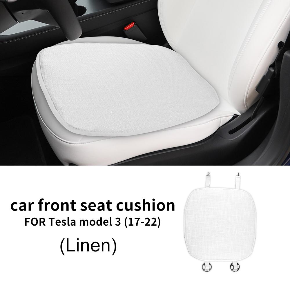 Подушка на сиденье автомобиля для Tesla Model Y/Model 3 2018 2019 2020 2021 2023 Льняные коврики на заднее сиденье Защитная накладка Противогрязевые аксессуары