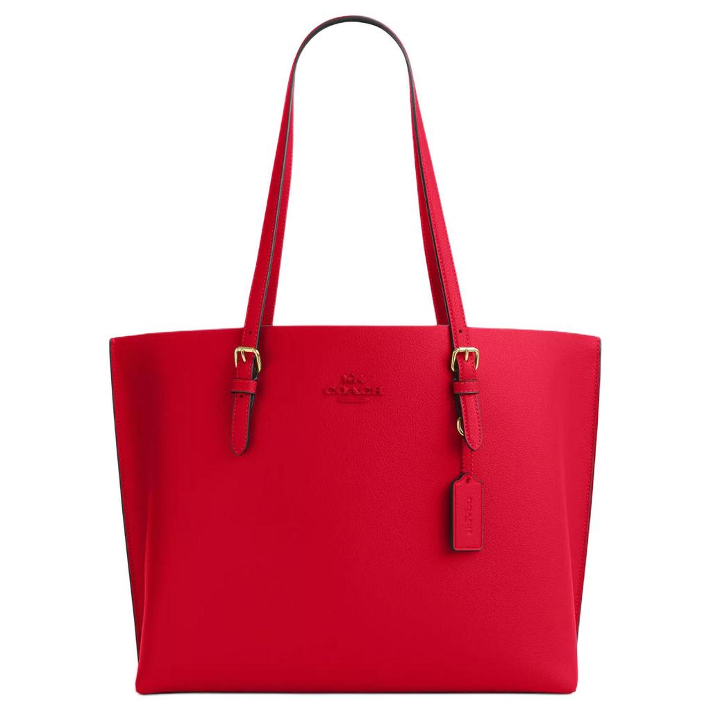 Coach Mollie Logo Zip Closure Leather Tote Bag Women tote bags Red CV968-IMUP7