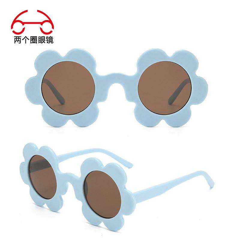Two circles, metal hinge color sunflower sunglasses adult petal flower street shot cute sunglasses