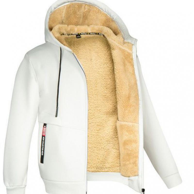 Мужская европейская куртка-свитер из овчины больших размеров с капюшоном