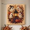 Festive Faux Pearl Art for Home Decor 2Pcs Halloween Art, Ghost Pumpkin Witch Crow Painting DIY Relaxing Arts And Crafts Kit, 3D Skull Craft