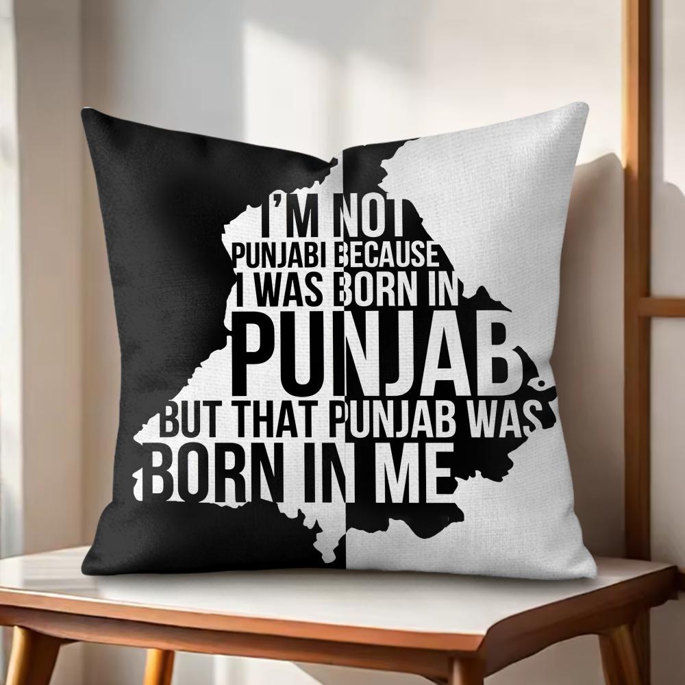 Classic PPunjab Map Cushion Cover Natural Linen Organic Fabric DoubleSided Printing Couch Pillow Covers Home Decor
