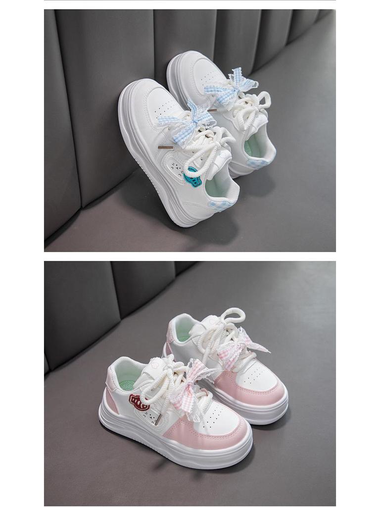 Milky Fufu Spring/Autumn Children's White Skate Shoes - Cute, Versatile, and Comfortable with Thick Soles