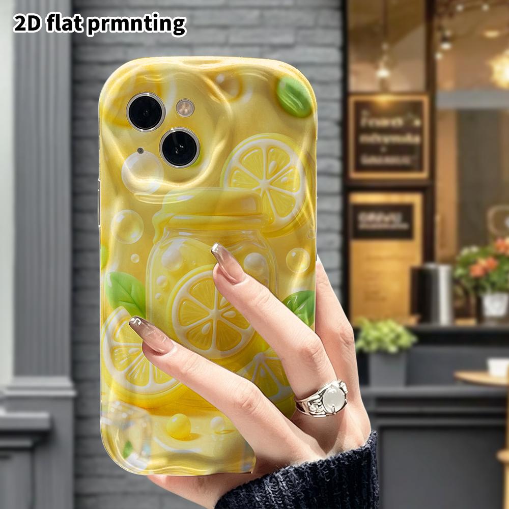 Phone Case: 2D flat design, suitable for iPhone 18 17 16 15 14 13 Pro protective case, lemon glass jar, perfect Christmas and Halloween holiday gift