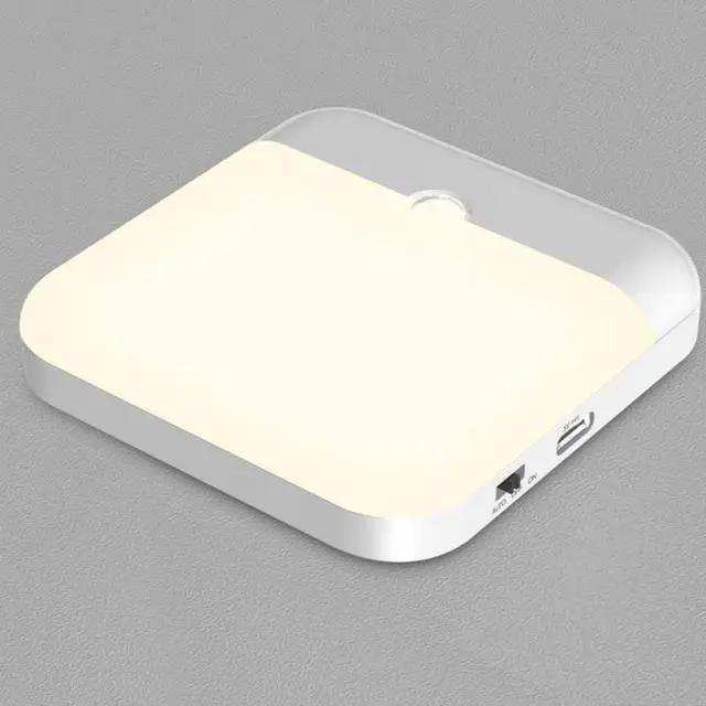 Датчик движения Светодиодный светильник Usb TYPE-C для зарядки, квадратный светильник для спальни, кухни, лестницы, прихожей, шкафа, ночник