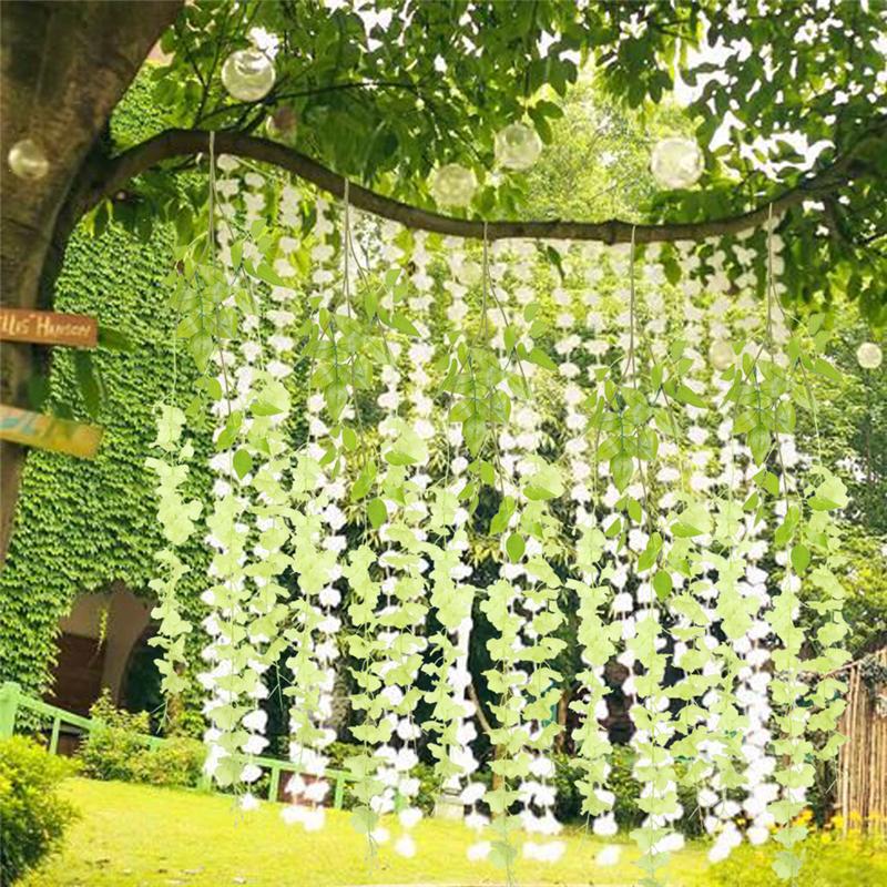 12 шт. 3,6 фута венок из искусственных цветов глицинии, висящий на свадебном саду, озеленение на открытом воздухе, вечерние украшения для дома своими руками