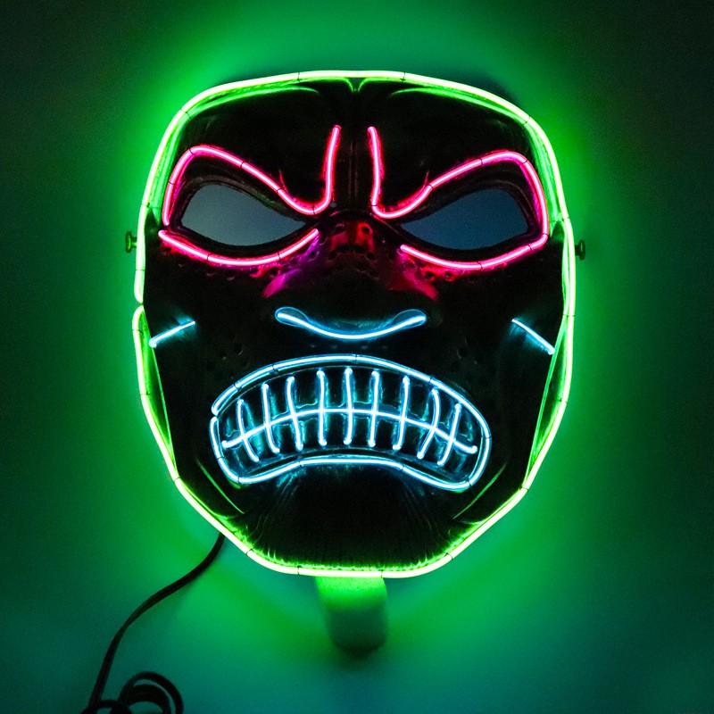 Spartan Warrior Skull Halloween Horror Mask EL Wire Glowing Costume Party Prop