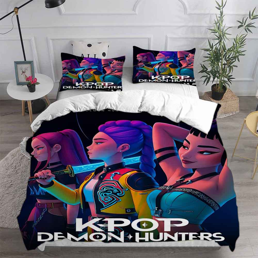 K-pop Охотники на демонов Руми Мира Зои Постельные наборы Одеяло Стеганое покрывало Покрывало Пододеяльник Наволочка Наборы из 2-3 предметов Детский Взрослый размер