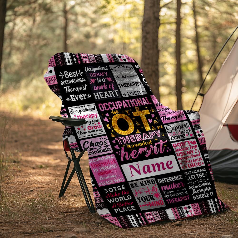 Occupational Therapy Occupational Therapy Work Of Heart Outdoor Customize Your Name Blanket Comfortable Soft Lightweight Allseason Multipurpose