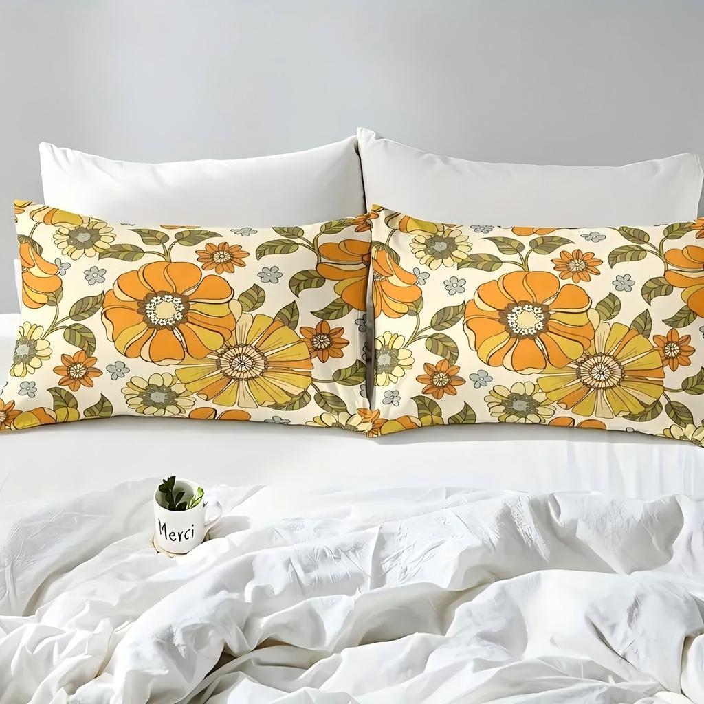 Comforter Yellow Flowers Pattern 3D Printed Elegant Rural Style Bedding Set Soft Comfortable Breathable Luxury Set